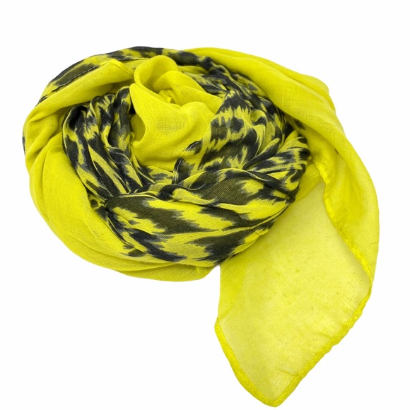 TOPSHOP Yellow & Black Abstract Animal Print Scarf - Picture 3 of 5